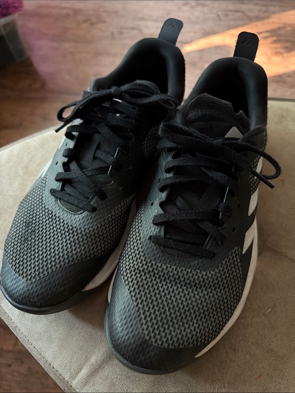 adidas Men's Black and White Mesh Running Sneakers